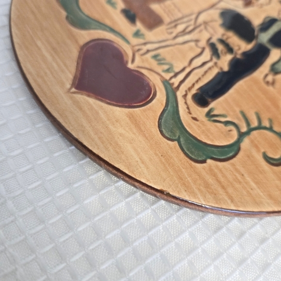 Vtg Pennsburg Pottery Trivet Amish Courting Couple Wall Plaque Cow - Picture 6 of 6